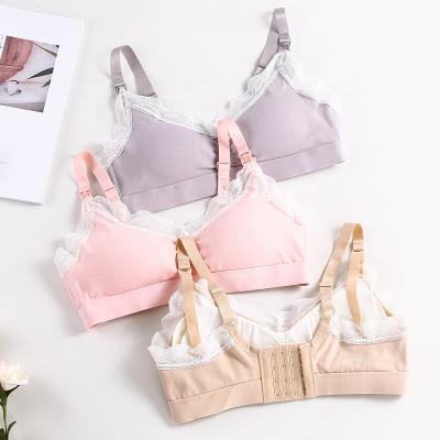 China Pregnant Women Viable Without Ring Steel Front Open Button Cotton Bra Adjustment Pure Breastfeeding Bra Underwear for sale