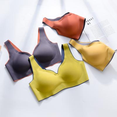 China Wholesale One Piece Women Push Up Latex Bra High Quality Comfortable No Steel Ring Latex Seamless Bra Ladies Pure Color Bra for sale