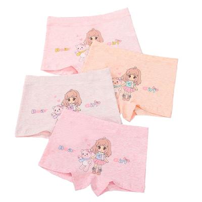 China Antibacterial Children's Underwear Girls Color Cotton Boxer Briefs Wholesale Student Baby Underwear 4 Pieces Girls Color Cotton Boxer Shorts for sale