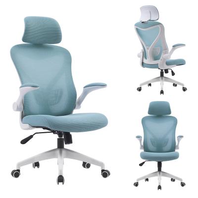 China Rotation Blue Adjustable Lumbar Support All Mesh Chair High Back Computer Office Chair for sale