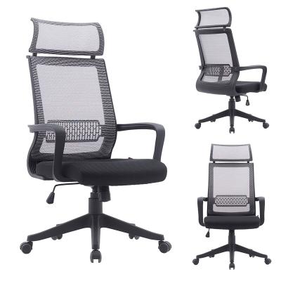 China Rotating Fabric Mesh Wide Headrest Office Chair Breathable Mesh Swivel Office Ergonomic Chair for sale