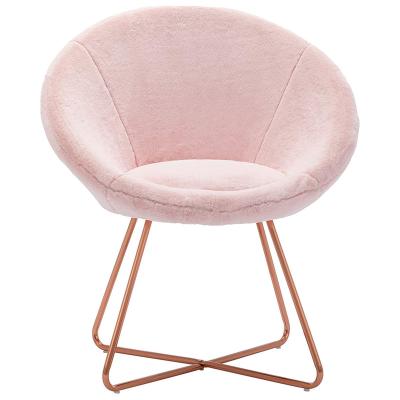 China High Quality Leisure Convertible Pink Round Chair Fabric Metal Accent Chairs Furniture Living Room Armchairs for sale