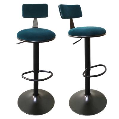 China Black Painting Base Velvet Upholstery Luxury Kitchen Bar Chair Modern Tall Bar Stools For Counter for sale