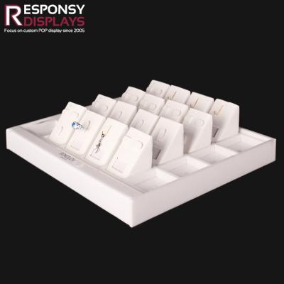 China Countertop White Acrylic Rings Earrings Necklace Jewelry Display Rack for Store for sale