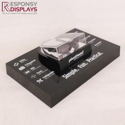 China Countertop Black Acrylic Glasses Display Box without Graphic Back Panel for sale