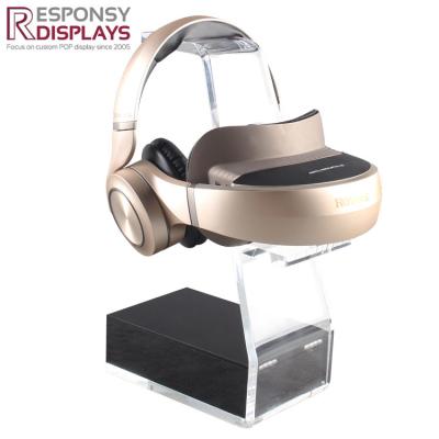 China Cheap Wholesale Cool Black and Clear Acrylic Headphone Advertising Stands for sale