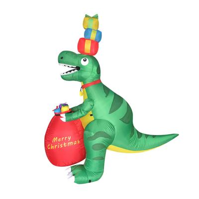 China Giant Inflatable Garden Decoration Dinosaur Holiday Inflatable Dinosaur With Gift Bag Christmas Decoration Inflatable Model for sale