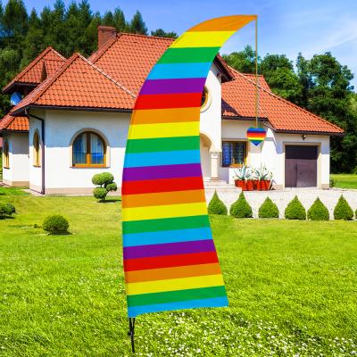 China Factory Direct Printed Knitted Large Rainbow Feather Flag Banner Swooper Hanging Knitted Flags The Celebration Yard On Hot Sale for sale