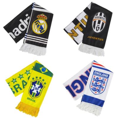 China High Quality Custom Design Double Sided Printing Soccer Fans Satin Scarf for sale