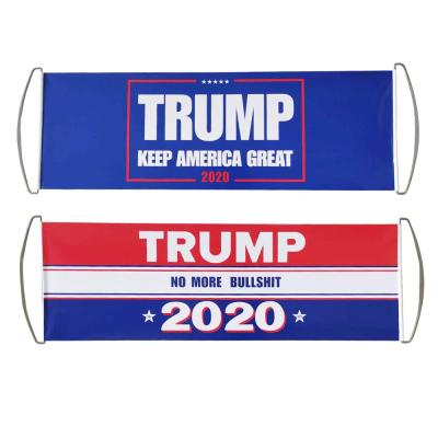 China Stock is ready available to ship keep big 2020 America flags hand roll UP 24*70cm PET scroll trump banner for sale