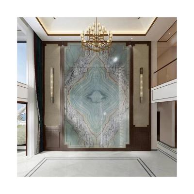 China Modern Green Marble Slab Interior Design Background Wall Luxurious Marble Tiles for sale