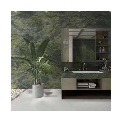 China Modern luxury stone green marble with veins marble wall and slab for villa interior project for sale