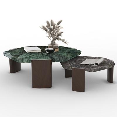 China Marble Dining Table Coffee Table Two Panel Bases Design Customized Convertible Round Marble Dining Table for sale