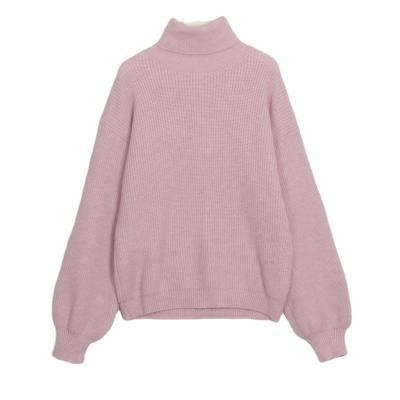 China Anti-wrinkle autumn winter women new custom knit upper wear turtle neck girls pullover long sleeve high neck sweater for sale