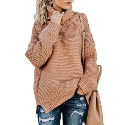 China 2021 Autumn Winter New Women Foreign Trade Anti-wrinkle Long Thick Sleeve Collar Pullover Sweater Top for sale