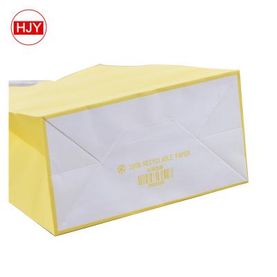 China Recyclable Your Own Logo White Brown Kraft Gift Craft Shopping Paper Bag With Ribbon Handles for sale