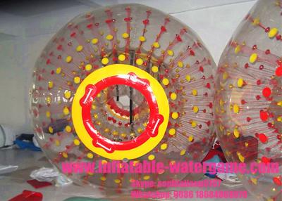 China Color Dots Big Blow Up Human Hamster Ball For Rolling Down Hill / Grass Plot Sport for sale