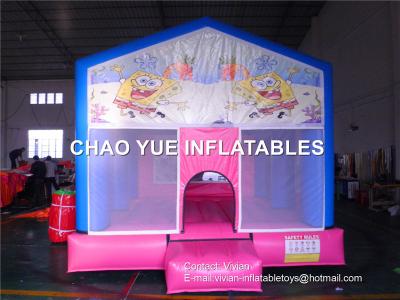 China 0.55mm PVC-Planen-aufblasbares federnd Schloss mit Spongebob-Muster für Kinder zu verkaufen