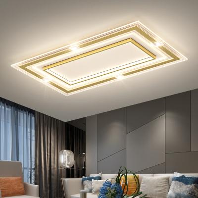 China Outdoor Mounted Modern Led Chandelier For Living Room Bedroom Kitchen Home Indoor Ceiling Lamp With Remote Control Black Rectangle Light Fixture for sale