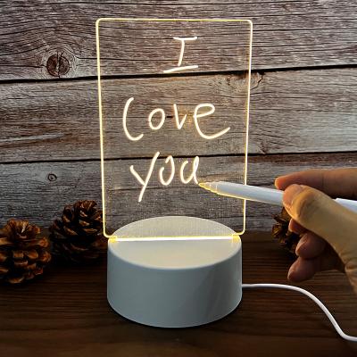 China Contemporary USB Led Night Light Creative Note Board Message Table Holiday Light with Pen Gift for Kids Girlfriend Decoration Night Lamp for sale