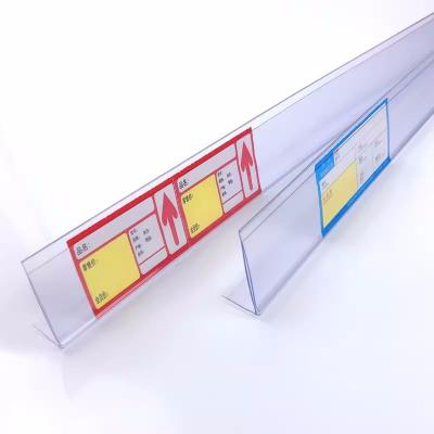 China Counter Industrial Glass Shelf Supermarket Bar Card Pharmacy Bar Transparent Vertical Price Label Bar for sale