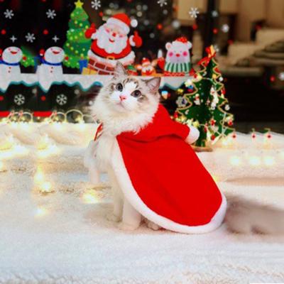 China Adjustable Costume Viable Poncho Cape Pet Christmas Clothes Santa Claus Cloak Cats Dogs Apparel Red Hat Cap for sale