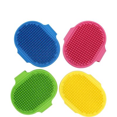 China Viable Silicone Pet Grooming Brush For Bathing Massage Brush Shampoo Rubber Comb Cheap Pet Cat Dog Rubber Brush With Adjustable Ring for sale