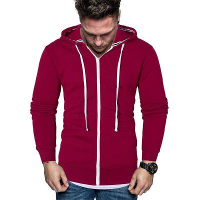 China Autumn And Winter Solid Color Hooded Sweatshirts Men's Long Sleeve Slim Fit Anti-Shrink Zipper Casual Hoodie for sale