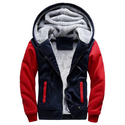 China Men's Winter Thick Zipper Jacket Anti-Shrink Full Warm Workout Coat Fleece Hoodie for sale