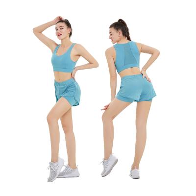 China Wholesale ACTIVE STRETCH Gym Sports Bra With Mesh Shorts Summer Hot Sale Active Workout Sets Tops And Shorts for sale