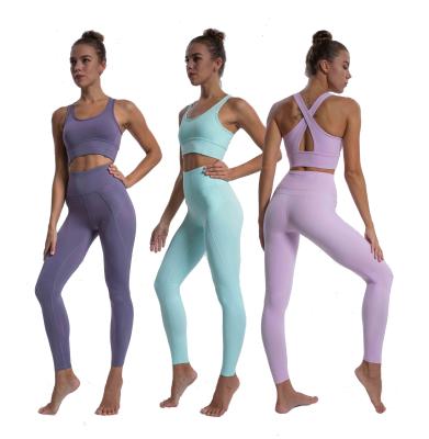 China New Arrival QUICK DRY Active Wear Sets Yoga Set 2021 Sports Bra And Yoga Pants Gaiters Yoga Sets Fitness Women for sale