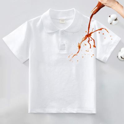 China Oil Proof Technology Fabric 100% Cotton Quick Dry Breathable Waterproof And Customizable Kids Anti-pilling White T-shirt Polo Shirt for sale