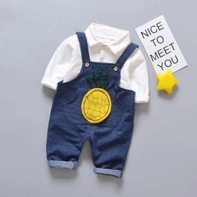 China Handsome Lapel Long Sleeve T-Shirt Suspender Suit Baby Clothes Spring And Fall for sale