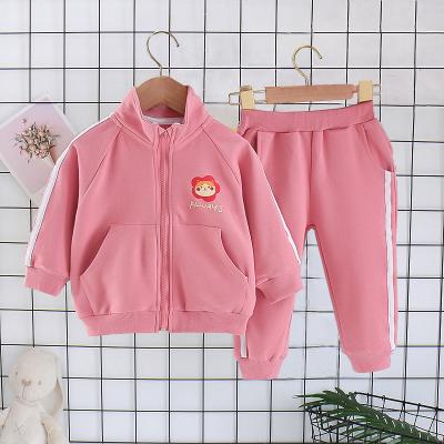 China Cute Girls' Suit And Autumn Children's Clothing Sweet Zipper Cat Pattern Spring Wholesale for sale