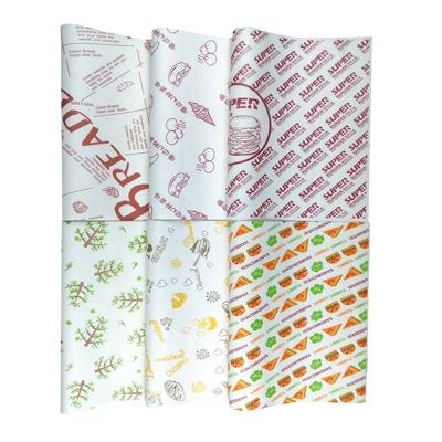 China Factory Greaseproof Printing Custom Logo Printed Greaseproof Oil Wax Food Wrapping Paper for sale