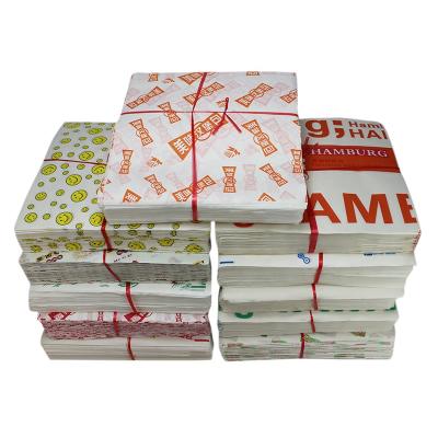 China Custom Greaseproof Hamburger Wrapping Paper Printing Wrapping Waterproof Paper Sandwich Food Grade Wax Paper for sale