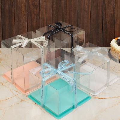 China Recyclable Custom Transparent Birthday Cake Box Plastic Packaging Box For Cake for sale