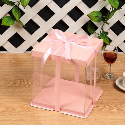 China Recyclable Custom Plastic Transparent Tall Wedding Cake Box PVC PET Clear Tall Box for sale