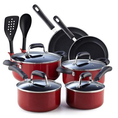 China Sustainable 12 Pcs Granite Cooking Pots Cookware Set Nonstick Cook Ware Cookware Set 12 Pcs for sale