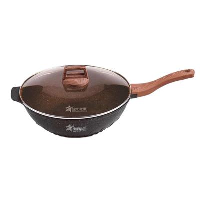 China Viable Chinese Commercial Wok Pan Nonstick Wok Shallow Ceramic Coating Wok for sale