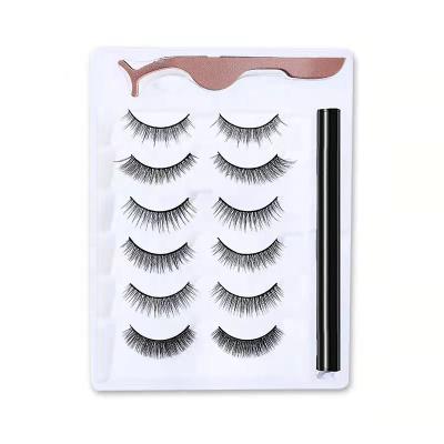 China Long 2012 Wholesale Natural Inviseable Magnetic Eyelashes Own Brand 2 Pair Brown Natural Vegan Magnetic Eyelash Kits With Eyeliner for sale