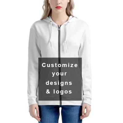 China Hot Sale Custom Anti-wrinkle women winter long sleeve hoodies all over print sport casual sweater with zipper for sale