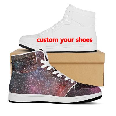 China Durable/Wear-Resisting/Arch-Support/Comfortable High Quality UV Printing PU Leather High Top Sports Shoes ForUDesigns Basketball Shoes Mens Custom Logo Zapatos China for sale