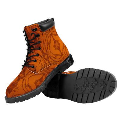 China Old School Waterproof Monogram Printed Classic Design Style Walking Boots Custom Shoes With Sublimation Technology Leather High Top Shoes for sale