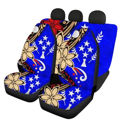 China Universal Flower Car Seat Covers Set Custom Polynesian Tribal Hibiscus Leaf Printing Kosrae Kosrae Interior Decorative Car Accessories for sale