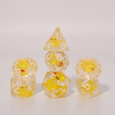 China For DND RPG MTG or Other Table Games Unique Duck Liquid Core Polyhedral RPG Yellow Dice Set Custom DnD Yellow Dies for sale