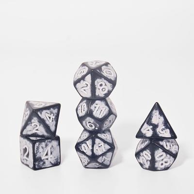 China For DND RPG MTG or Other Table Games Design New Retro Style White Numbers Role Playing Dice 7 Die Polyhedral RPG Dice Set for sale