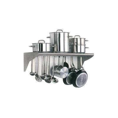 China Factory Supply Kitchen Supply Utensils Direct Wall Mounted Storage Rack Viable Silver Stainless Steel Hanging Display Rack for sale