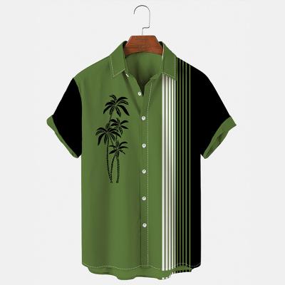 China Anti-pilling Custom Hawaiian Shirts For Men 100%Cotton Printing Polo Tee Graphic Shirts Oversized Button Plus Size Mens Shirts Collar Summer for sale