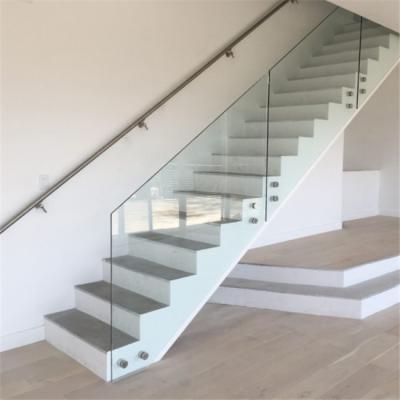 China Modern Staircase Glass Railing With Adjustable Stainless Steel Handrail for sale